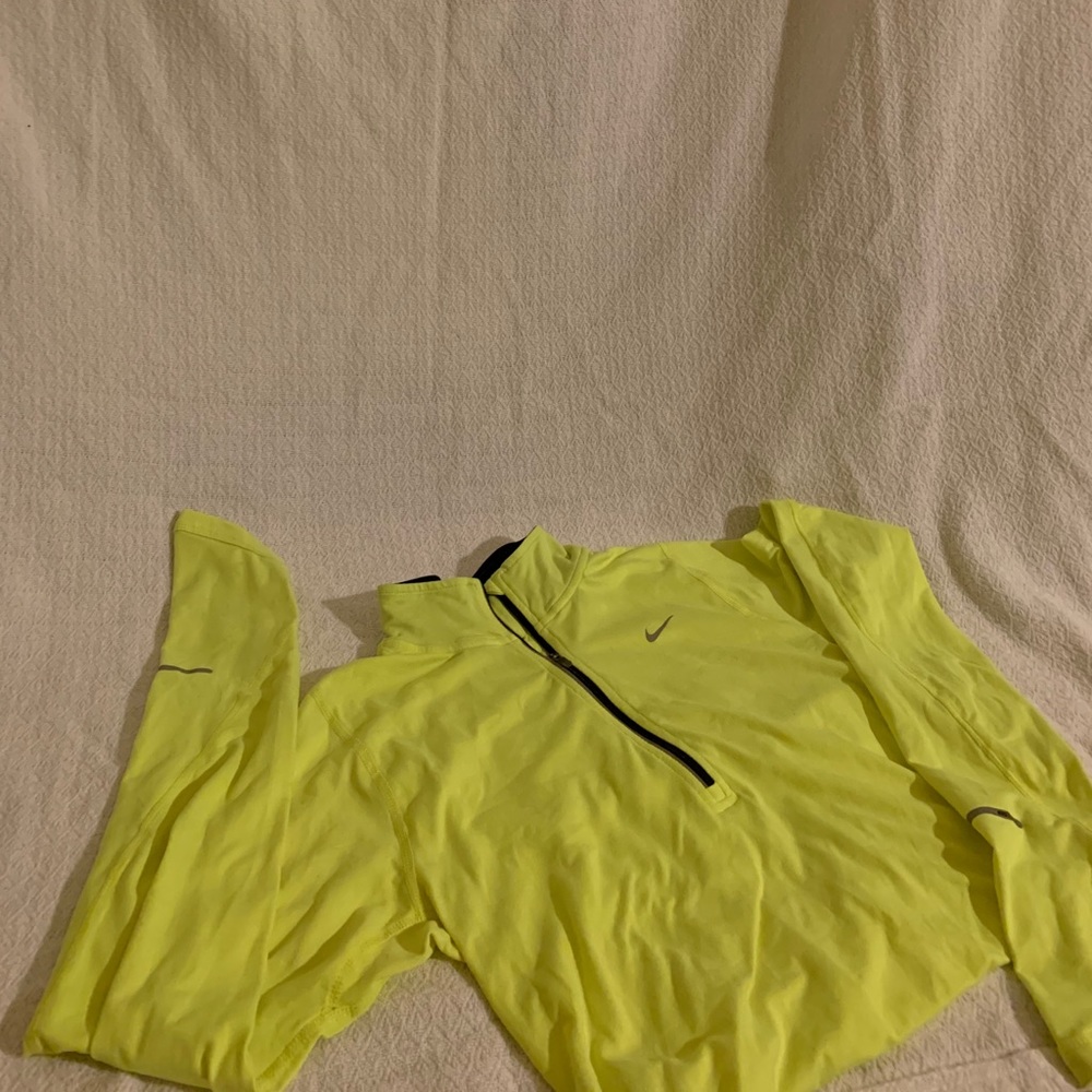 Nike yellow NEON quarter zip workout jacket